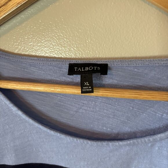 Talbots Blue Striped Long Sleeve Top Lightweight Shirt Sz XL - Picture 3 of 6